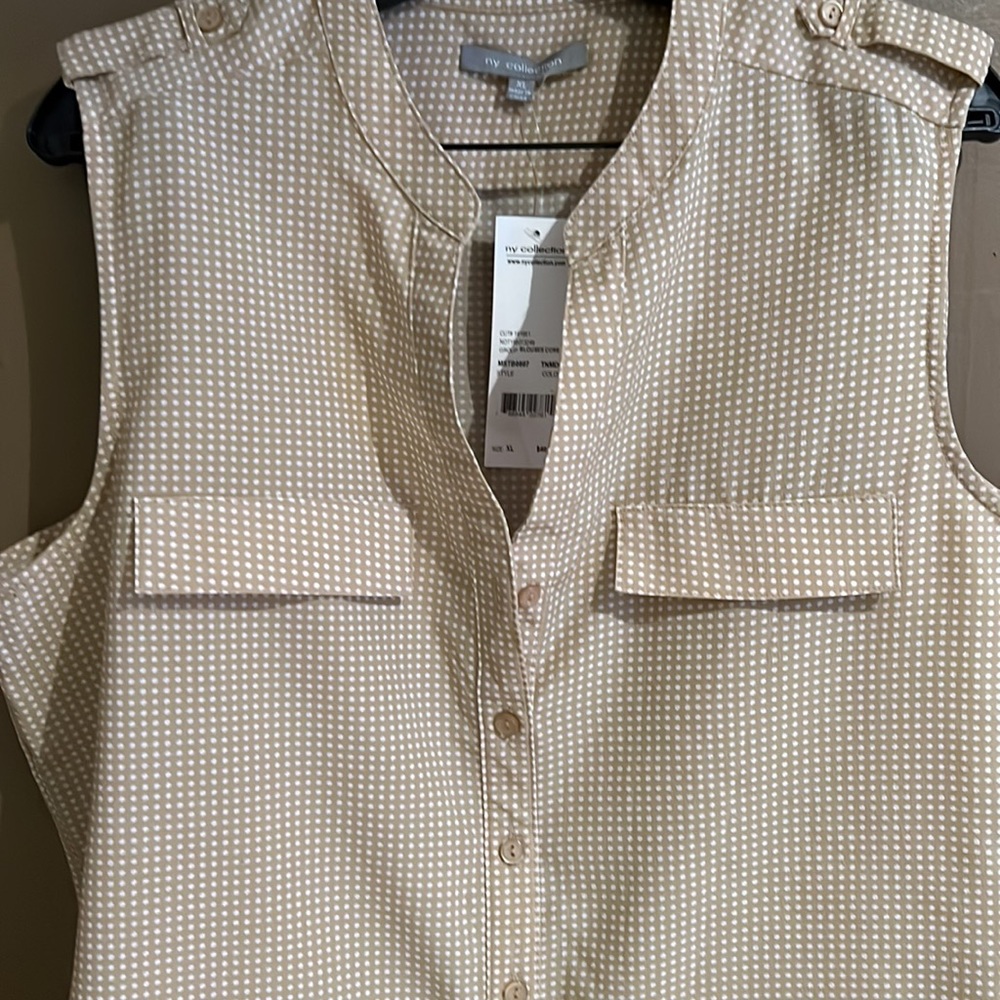 NY Collection Women’s Tunic Top in Beige Sz XL. NEW